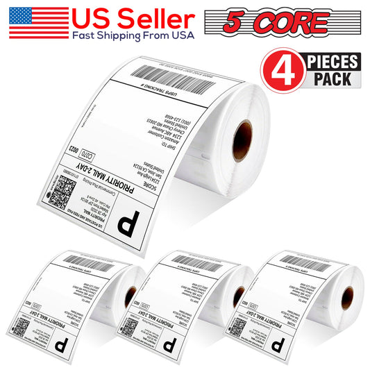 5Core 4x6" Thermal Shipping Label Commercial Grade 4 Rolls Direct